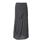 FLARE UP Asymmetrical Draped Long Skirt (FL-263_Dark Gray)