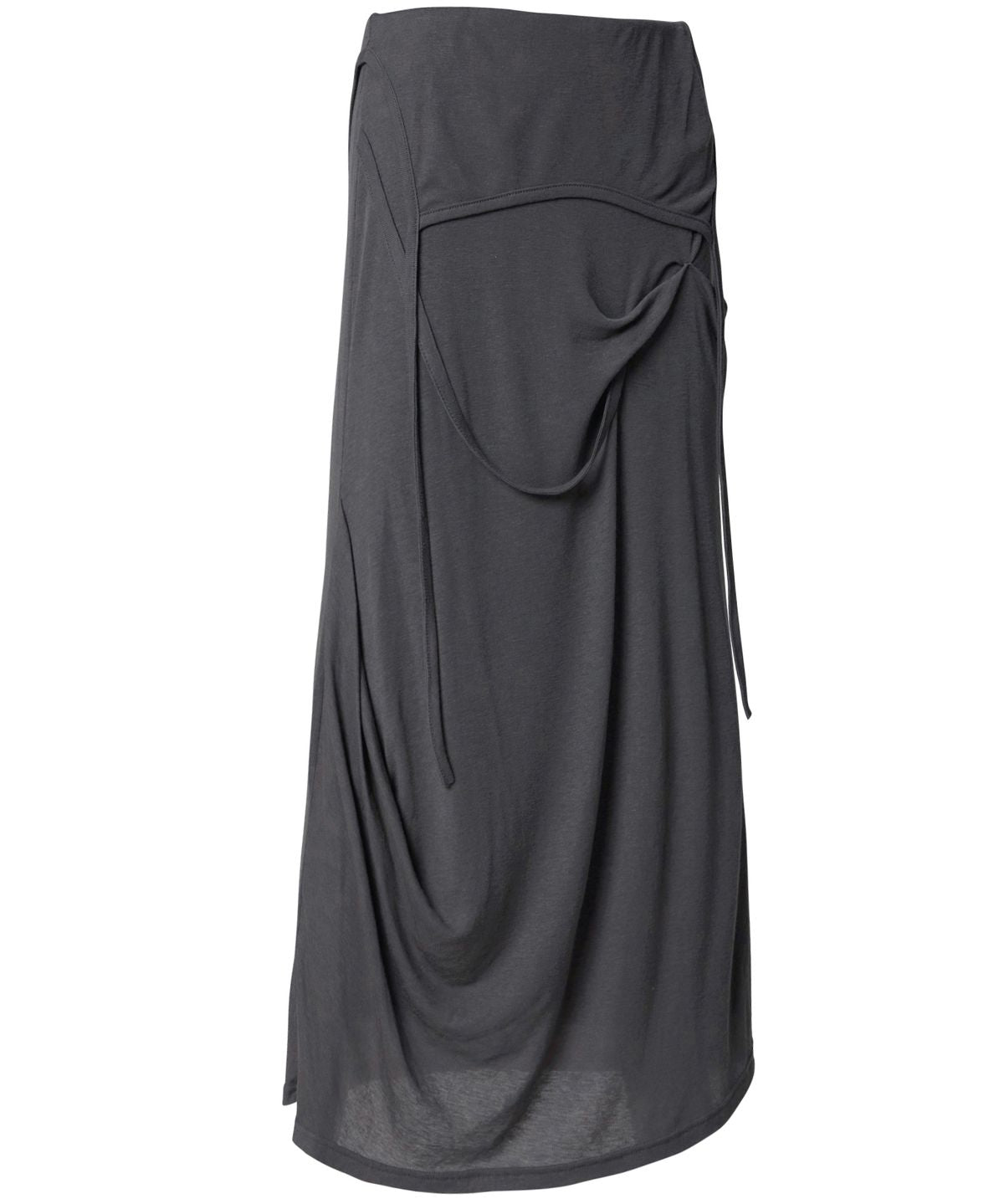 FLARE UP Asymmetrical Draped Long Skirt (FL-263_Dark Gray)