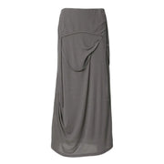 FLARE UP Asymmetrical Draped Long Skirt (FL-263_Gray)