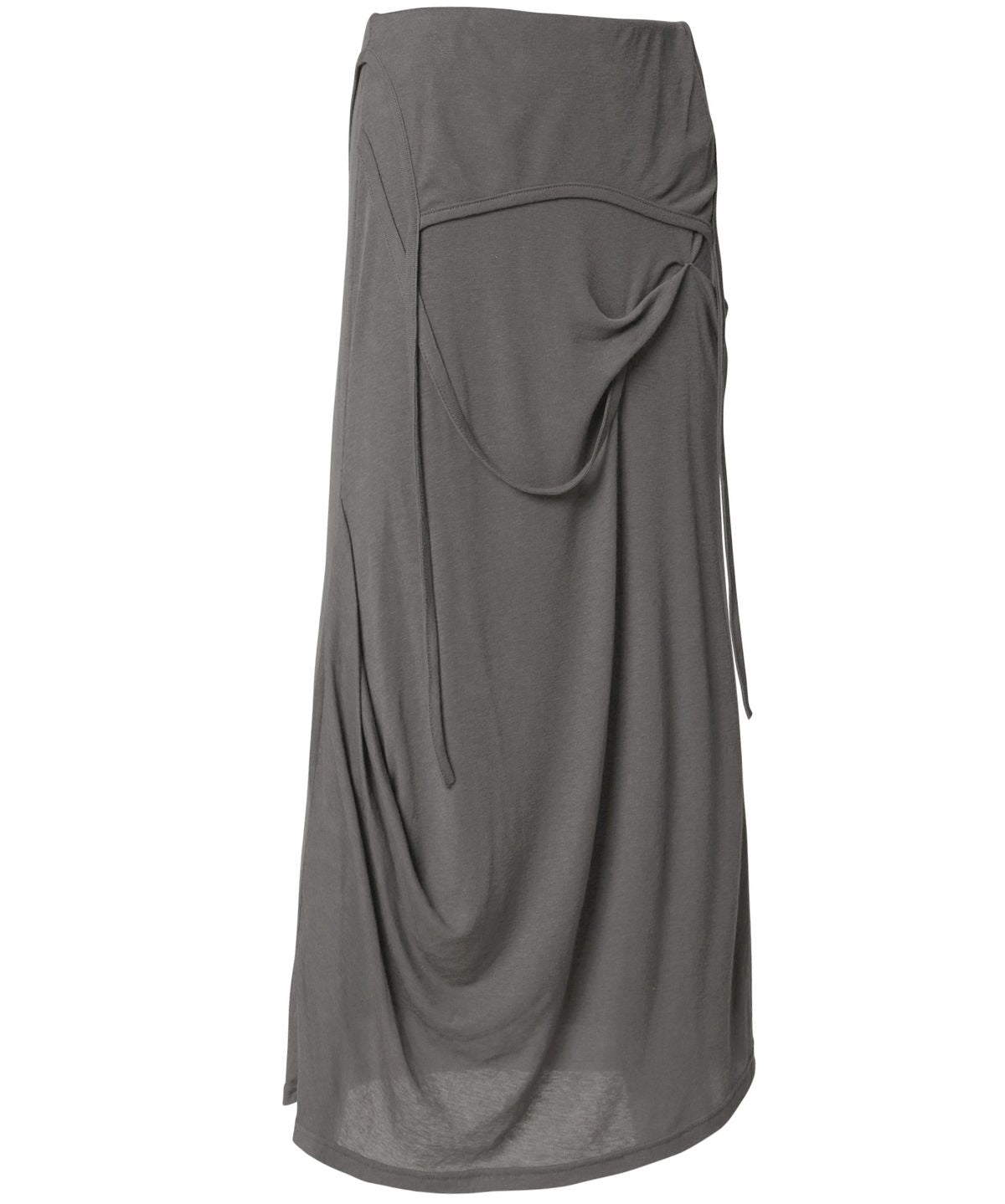 FLARE UP Asymmetrical Draped Long Skirt (FL-263_Gray)