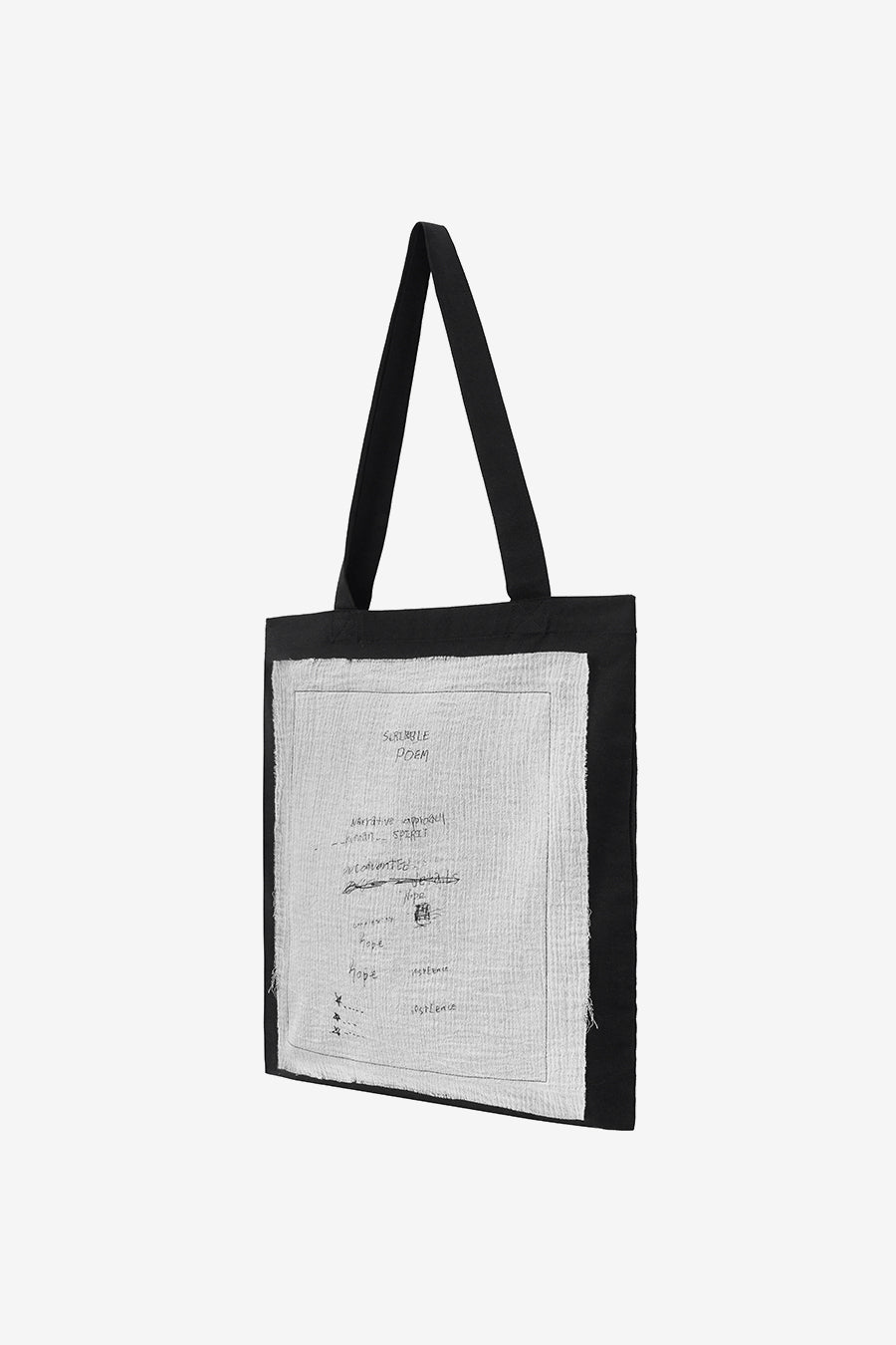Sketch Applique Cotton Bag BLACK