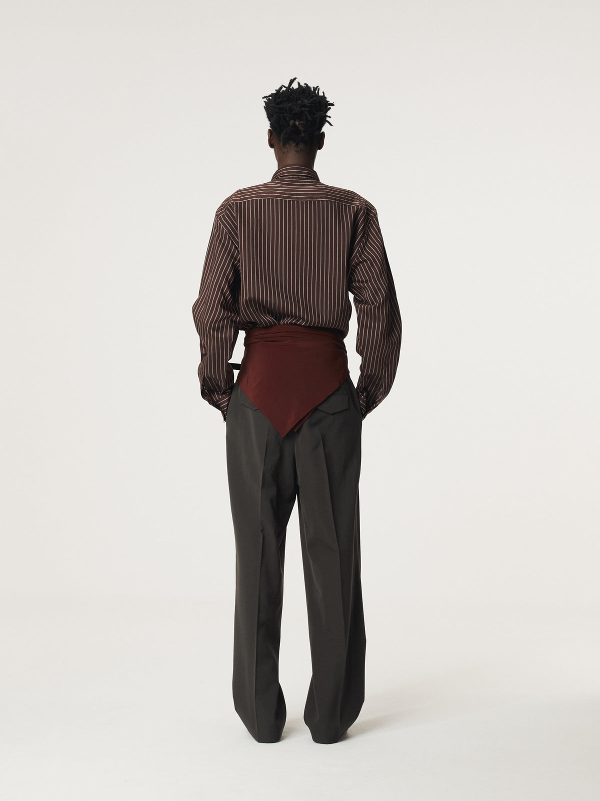 LEA STRIPE SHIRT (RED BROWN)