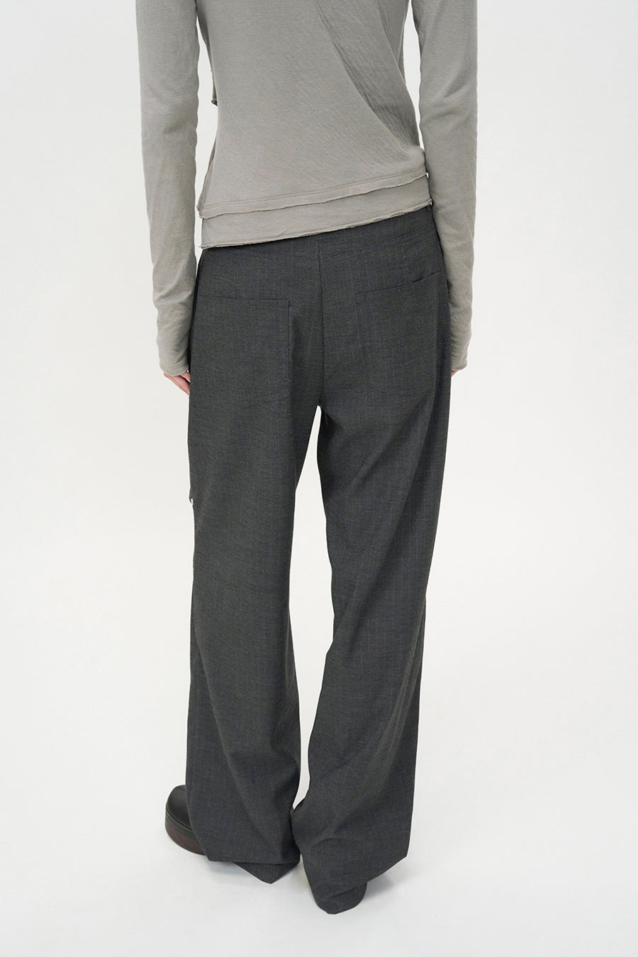 Belted Stripe Pants MELANGE GREY