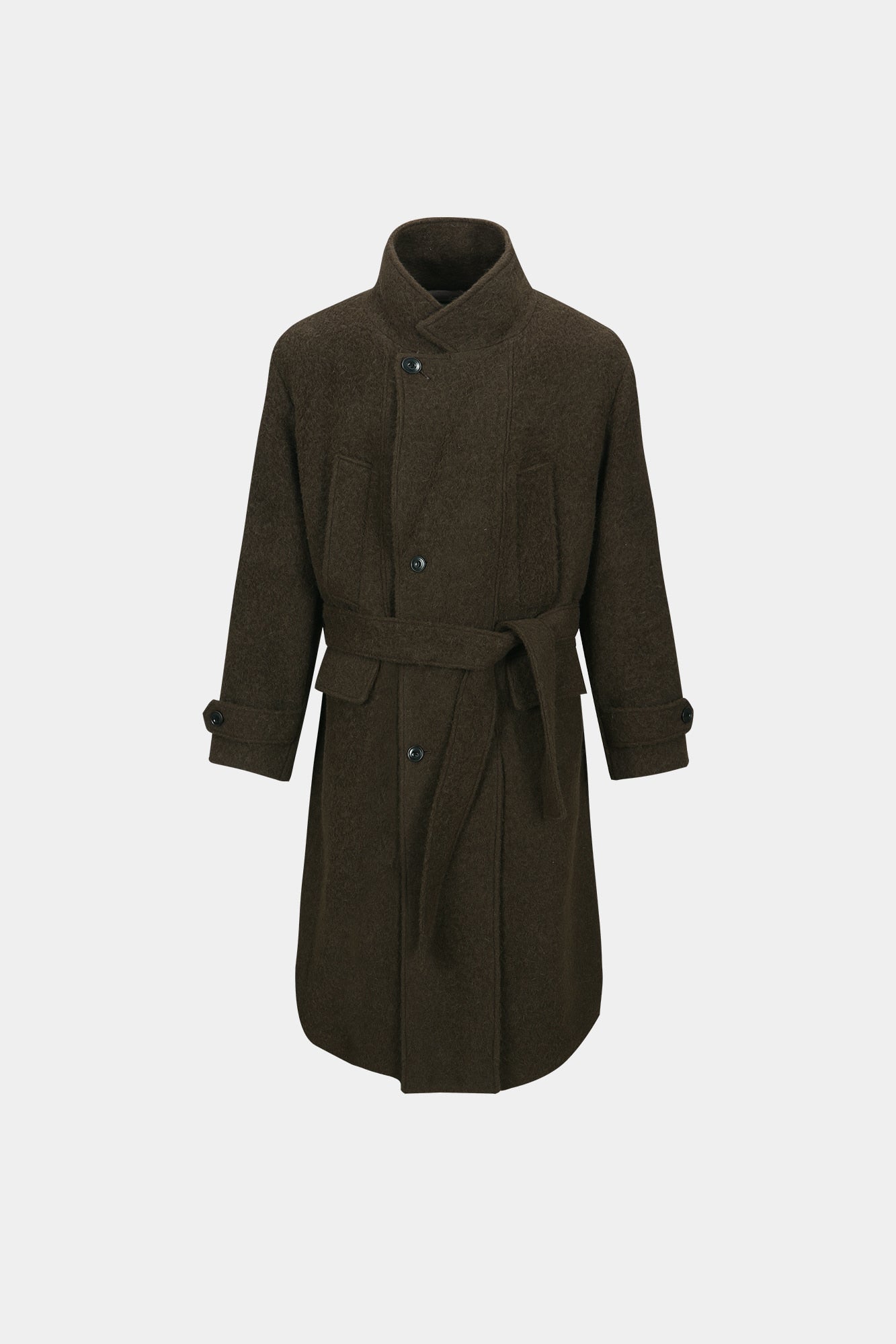MATTIA SHAGGY WOOL ROBE COAT awa714m (BROWN)
