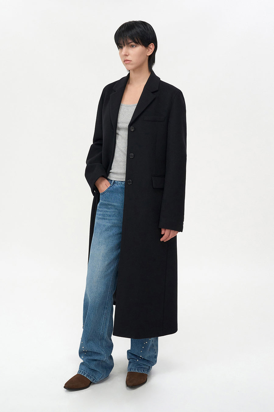 Cashmere Single Maxi Coat BLACK