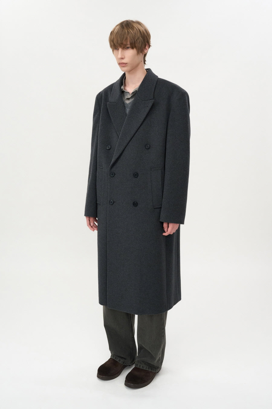 Maphel Cashmere Picked Double Coat MELANGE GREY