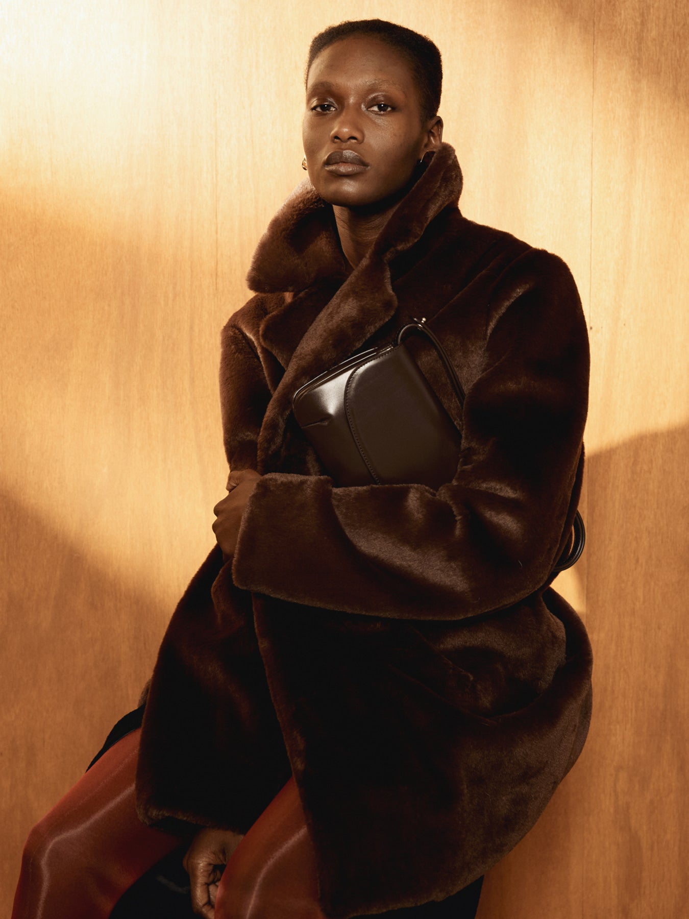 GRANDMA FAUX FUR DOUBLE COAT (VINTAGE BROWN)