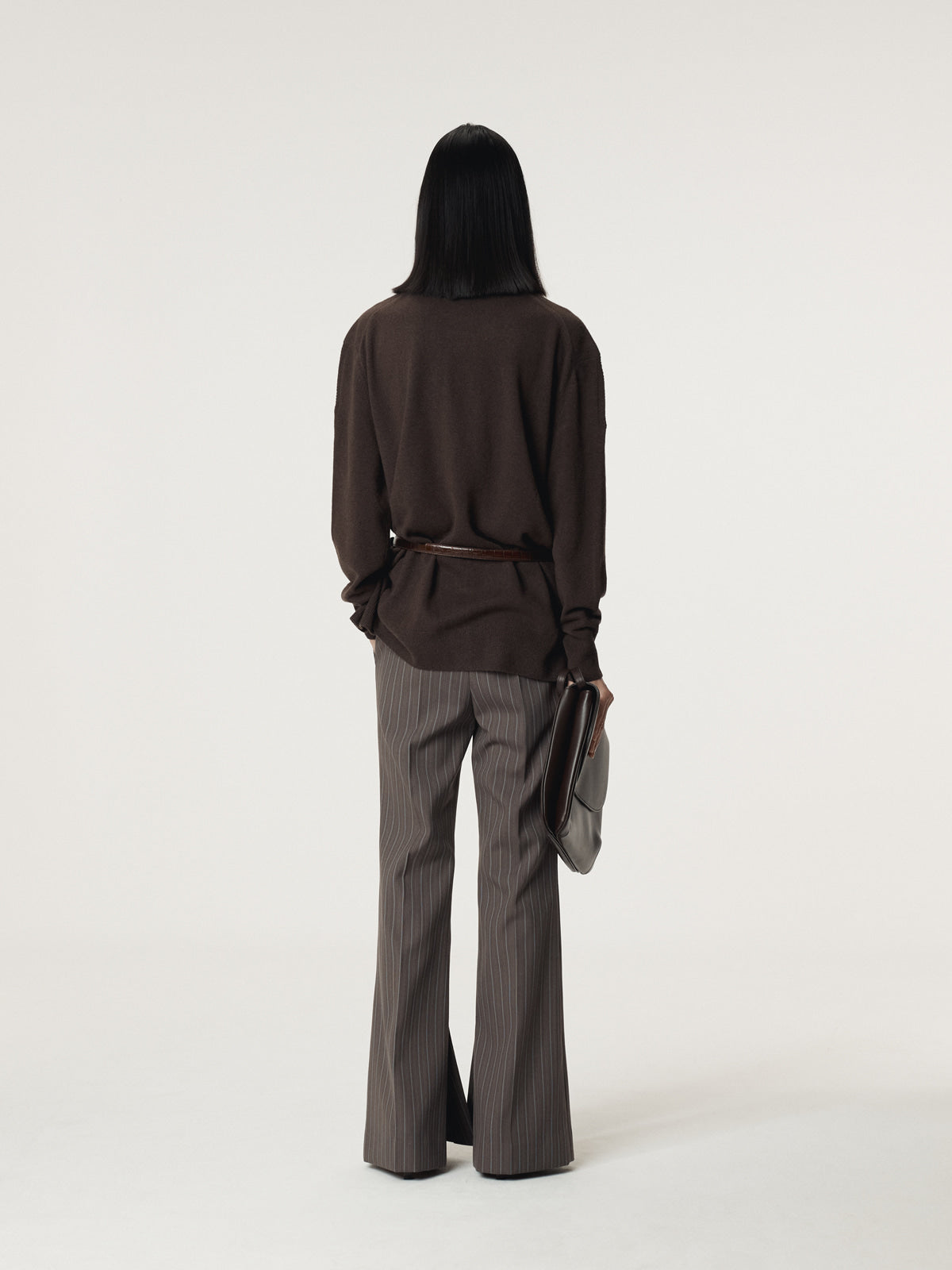 LAYERED CARDIGAN KNIT TOP (DARK CHOCOLATE)