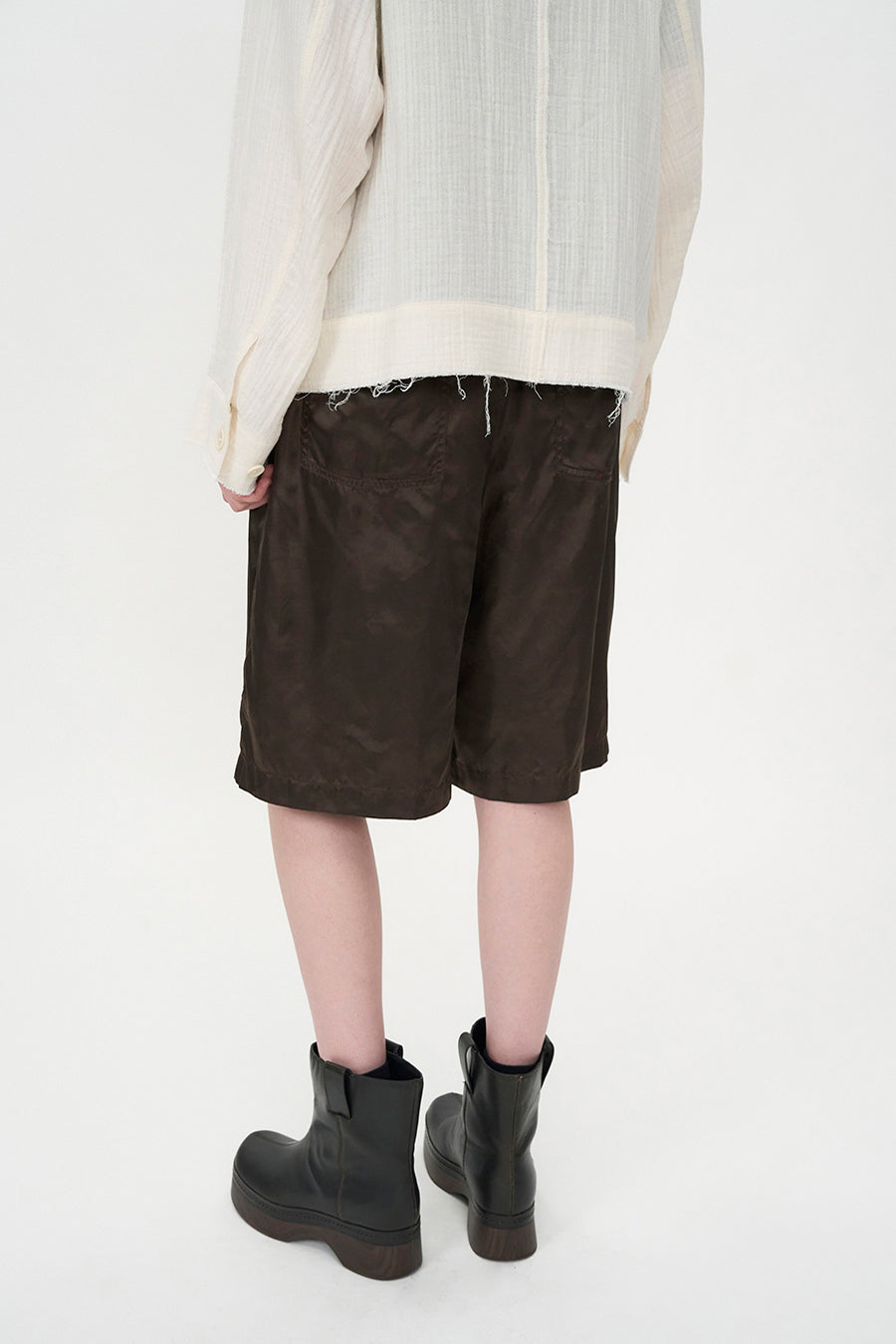 Satin Bermuda Pants BROWN