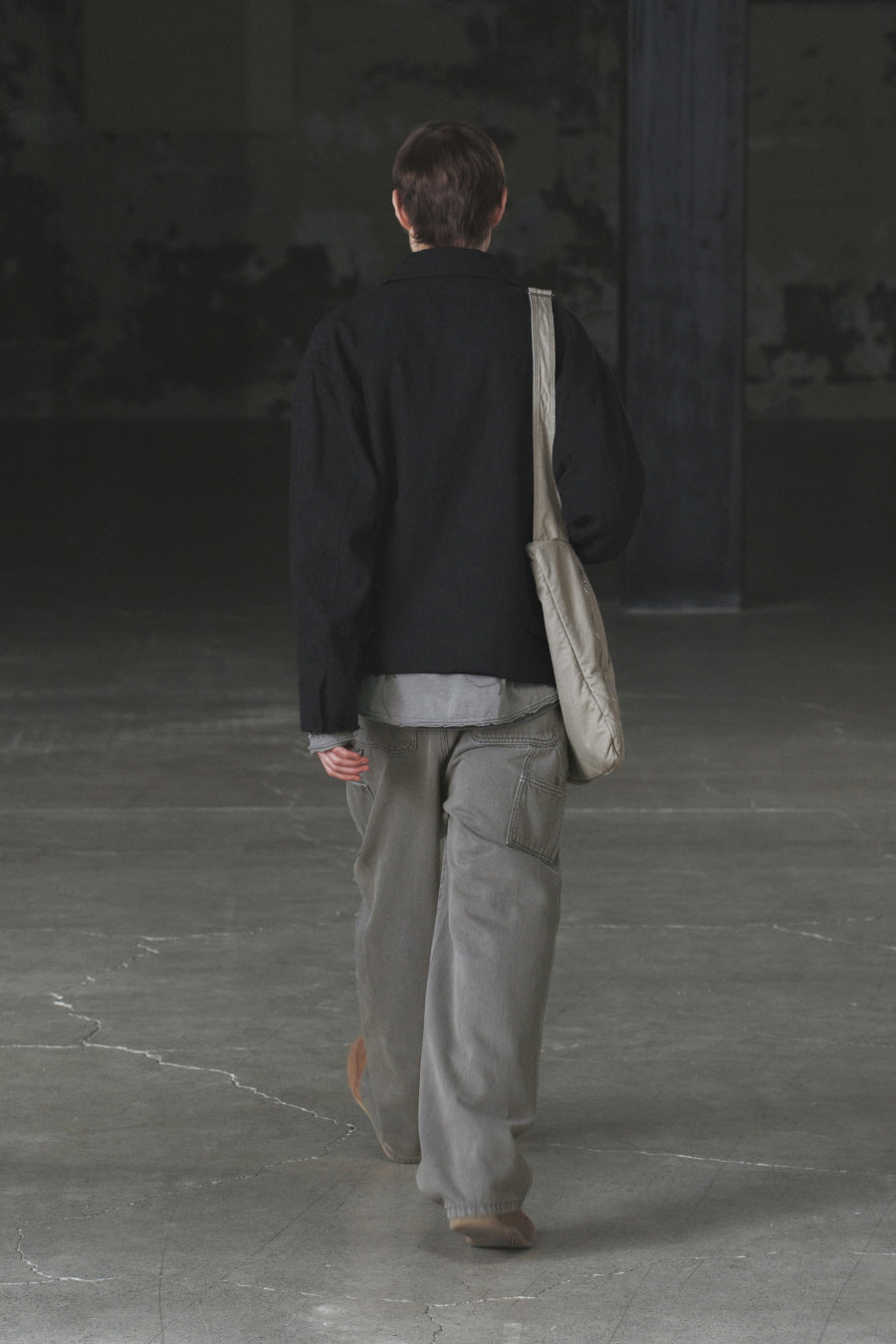 Washed Canvas Crossbody Bag BEIGE