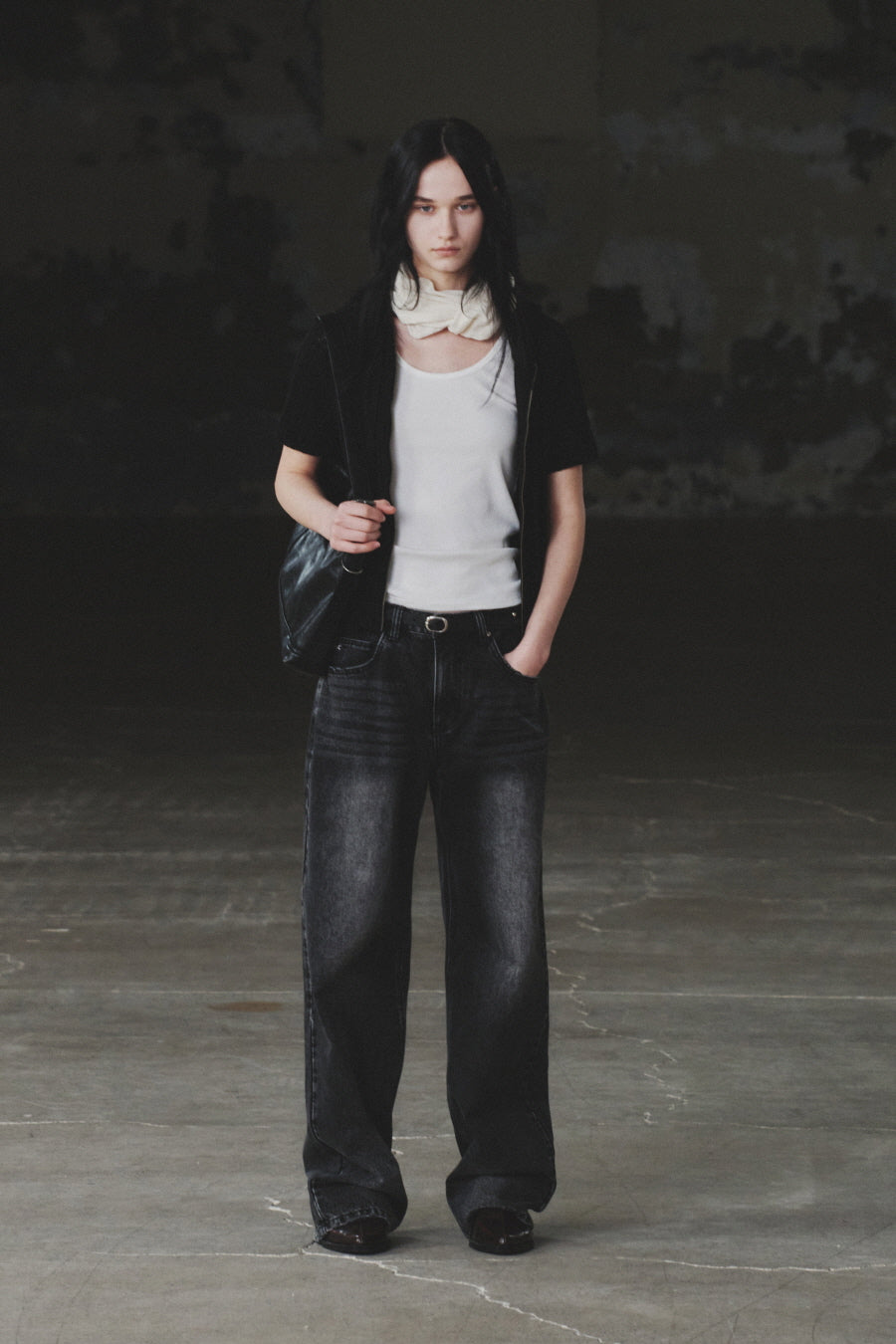 Natural Cut-Off Scarf IVORY