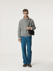 Shetland Wool Knit Top (Melange Grey)