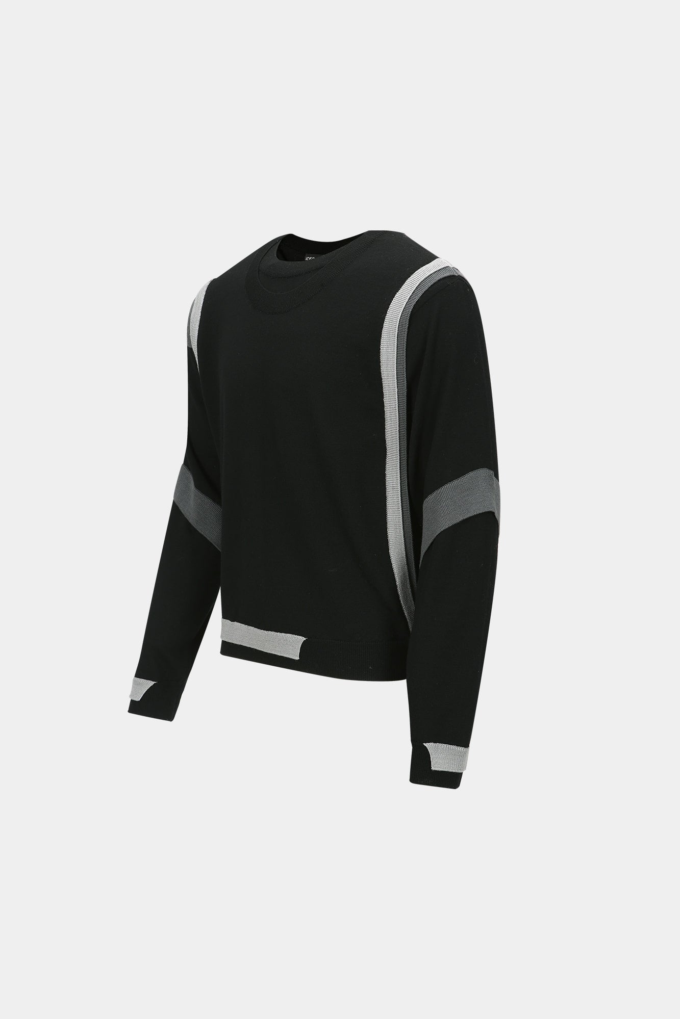 LAYERED CREWNECK SWEATER atb1334m(BLACK)