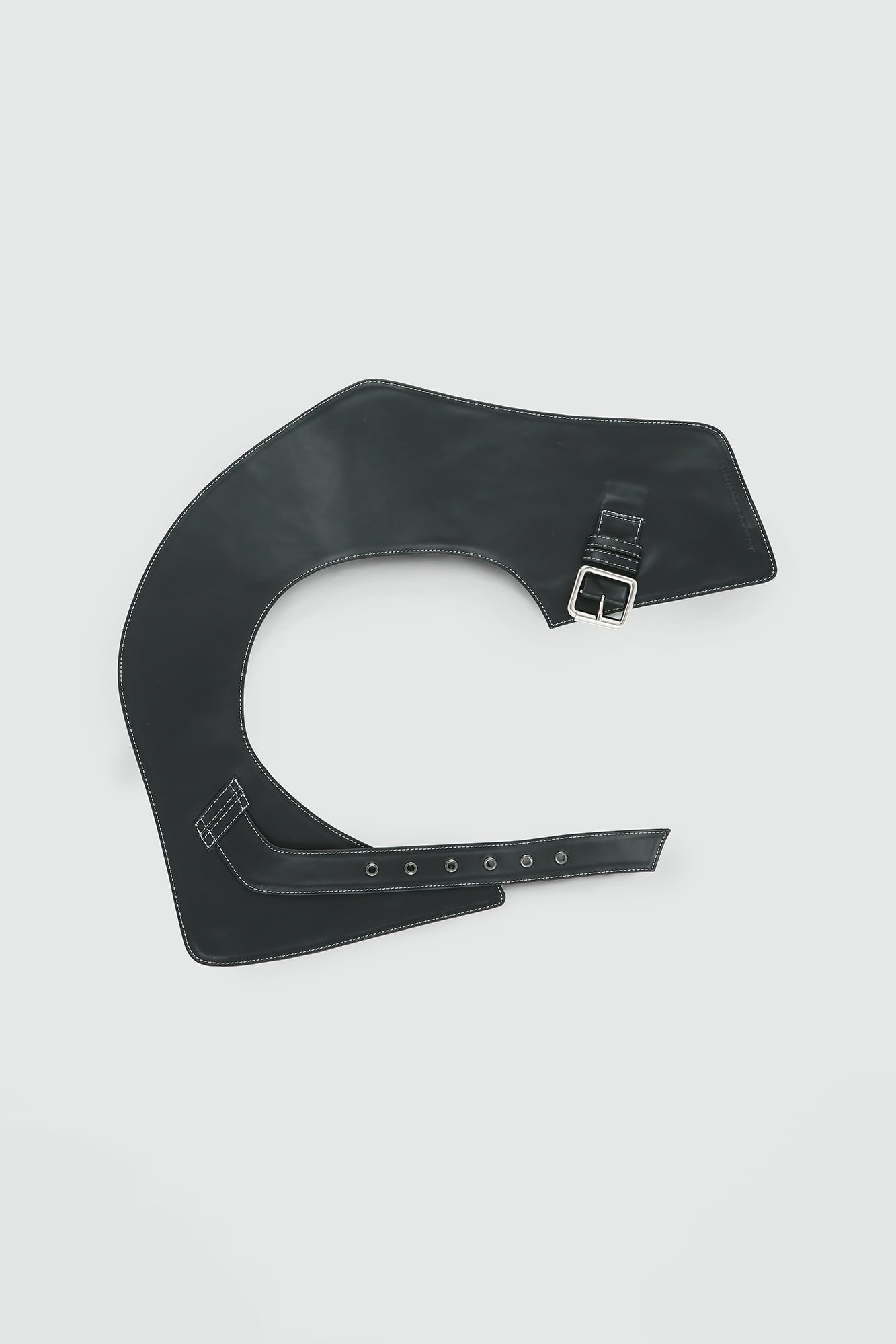 UNISEX LEATHER SLASH SCARF aaa489u (BLACK)