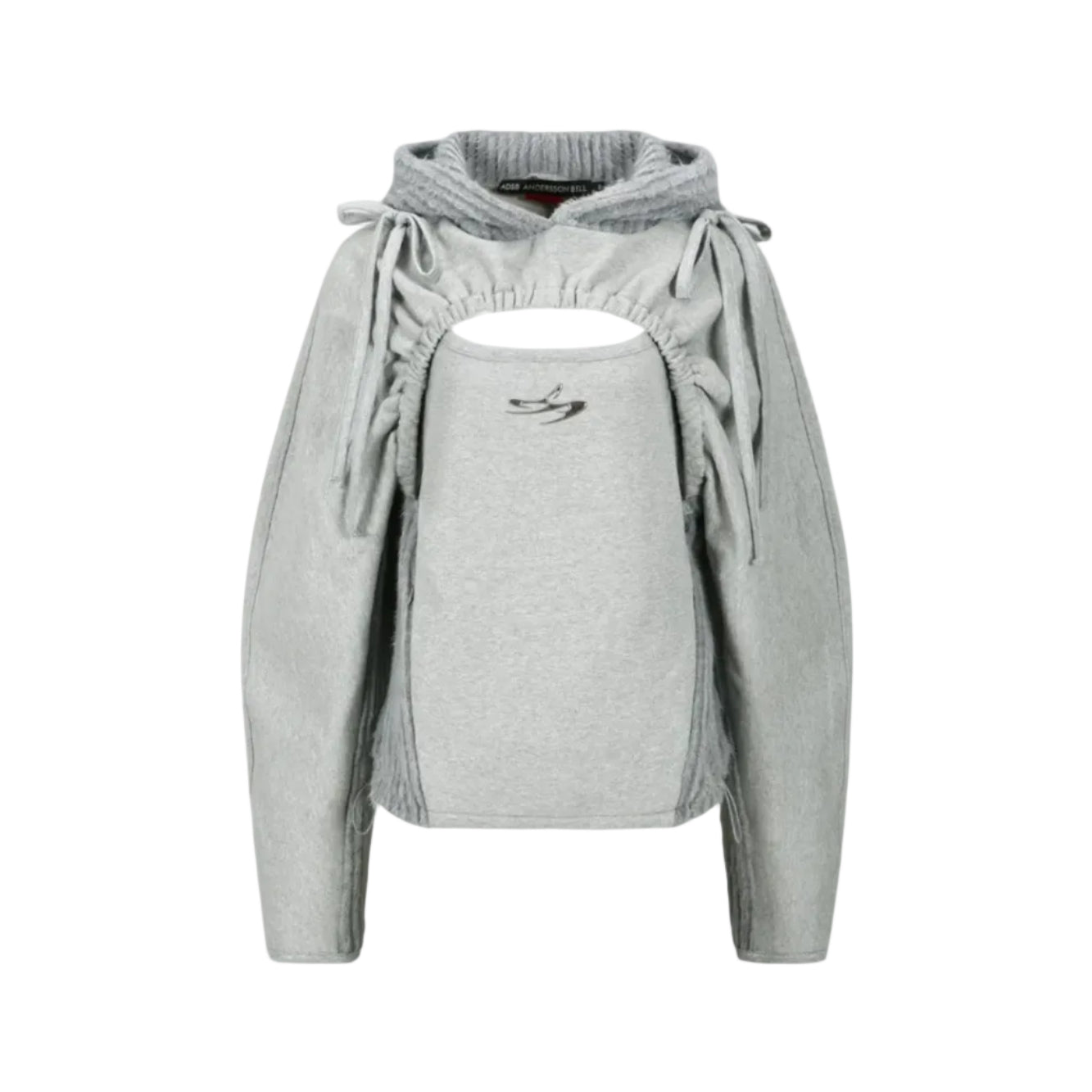 (ESSENTIAL) CUT OUT SHIRRING HOODIE atb1193w (MELANGE GREY)