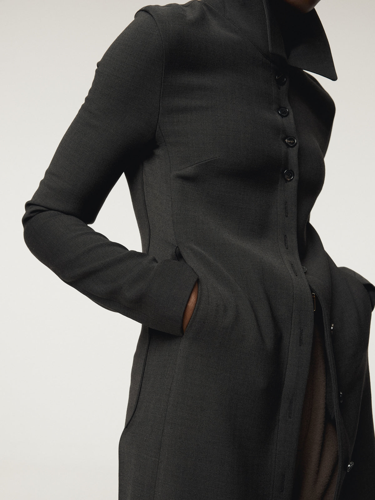 SLIM FIT SHIRT DRESS (CHARCOAL GREY)