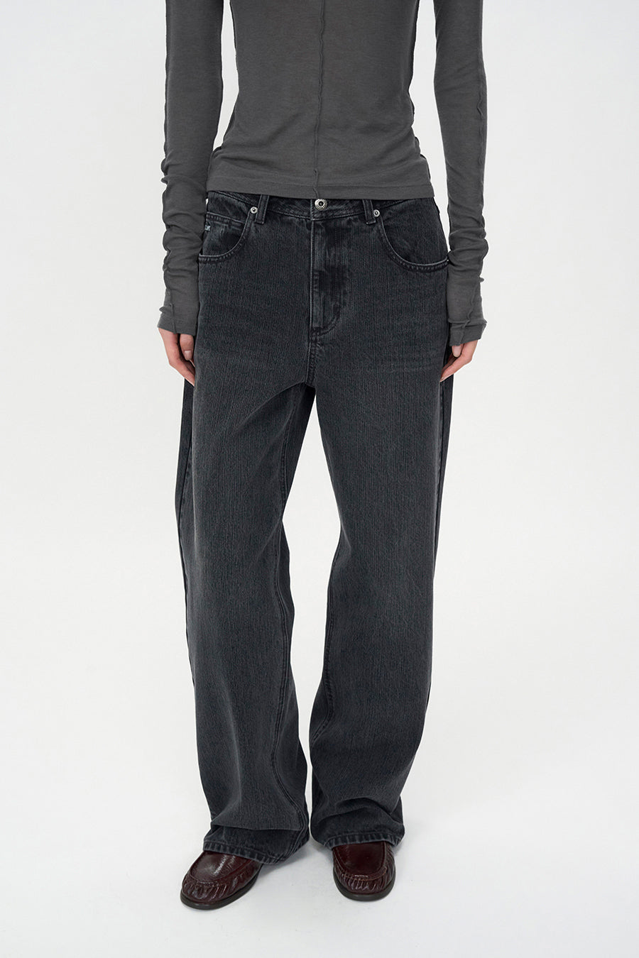 Broken Twill Straight Jeans BLACK