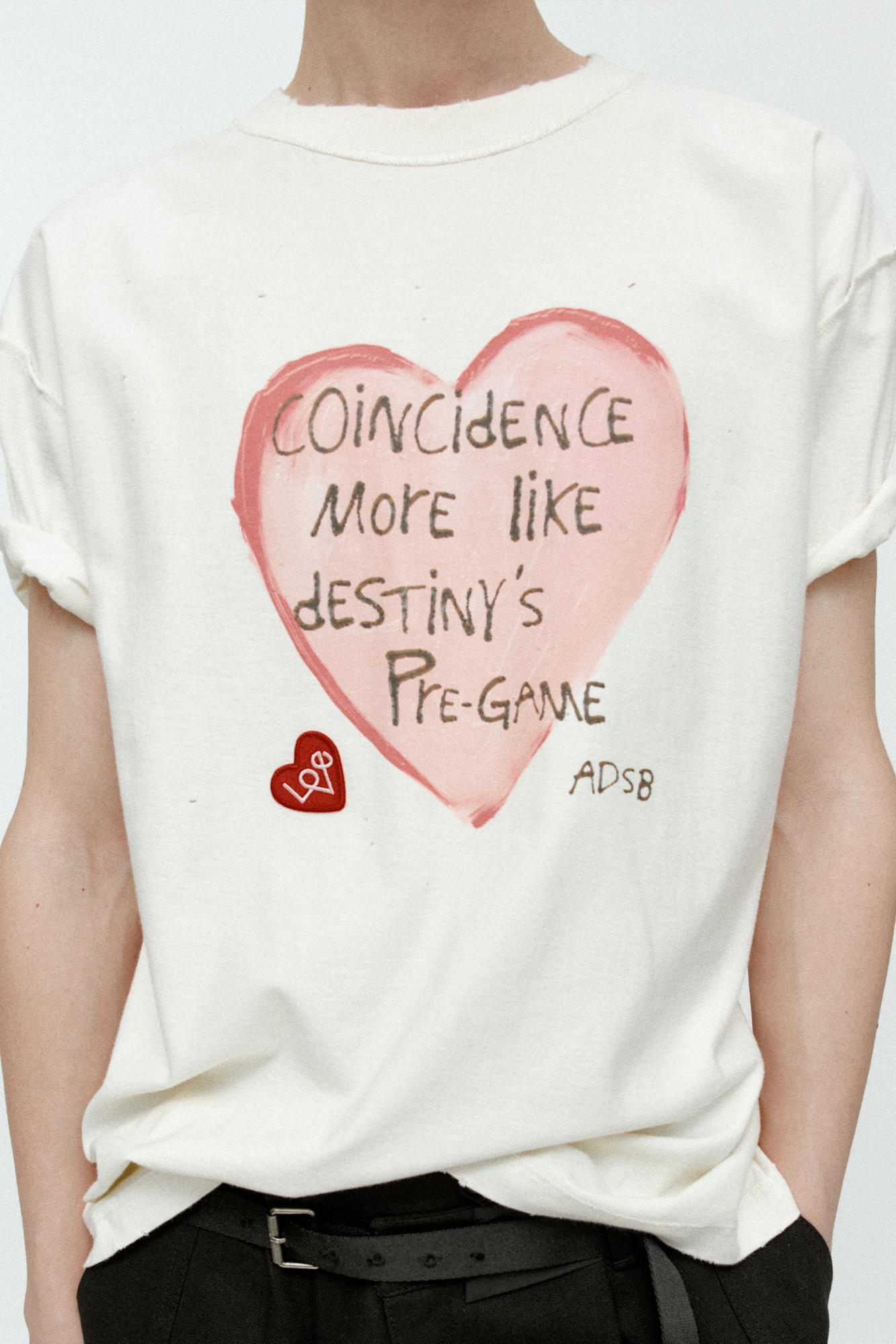 UNISEX HEART MESSAGE T-SHIRT atb1251u (ECRU)