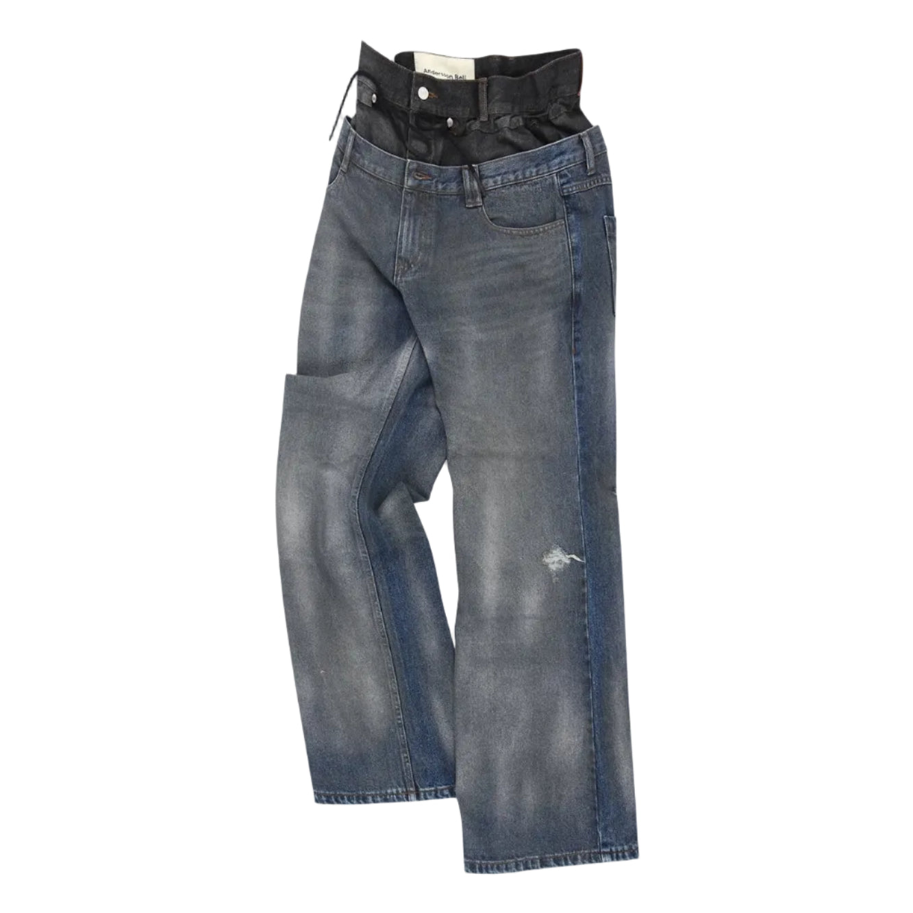 DUSTY SPRAY DOUBLE WAIST JEANS apa831w (BLUE BLACK)