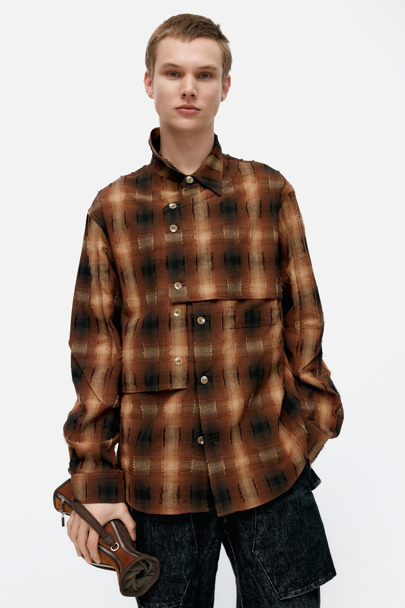 CHECK LAYERED SHIRTS atb1337m (BROWN)