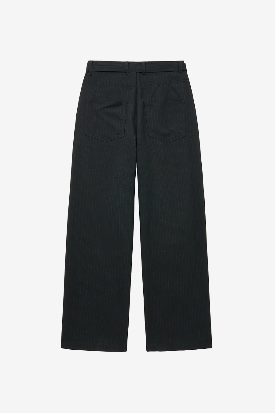 Belted Stripe Pants BLACK