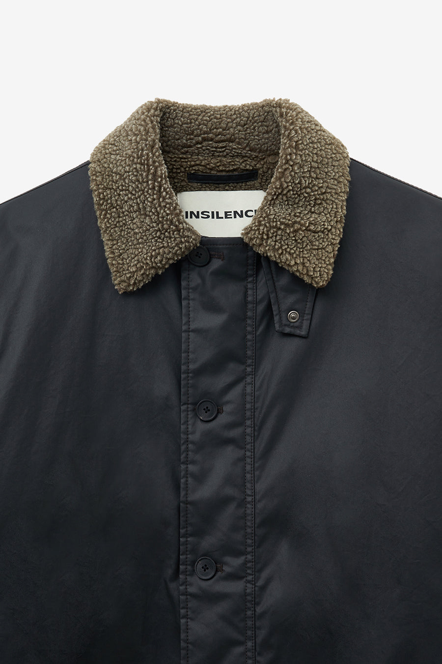 Waxed Cotton Shearling Deck Jacket BLACK