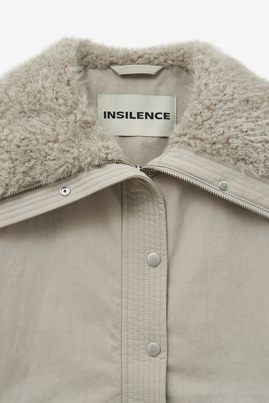 Spread Fur Collar Jumper GREY BEIGE