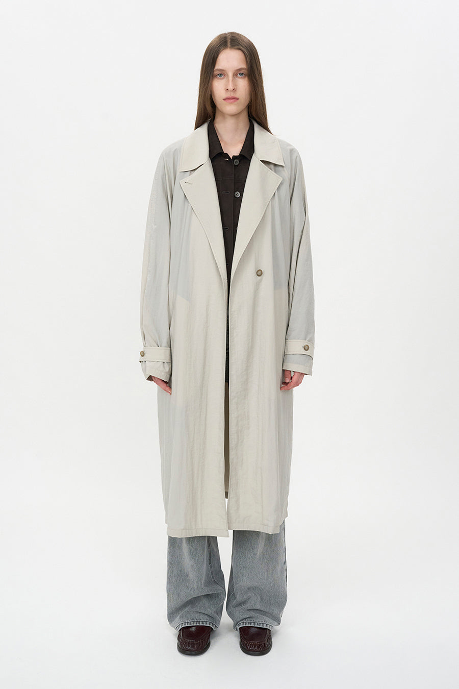 Sheer Nylon Trench ASH BEIGE