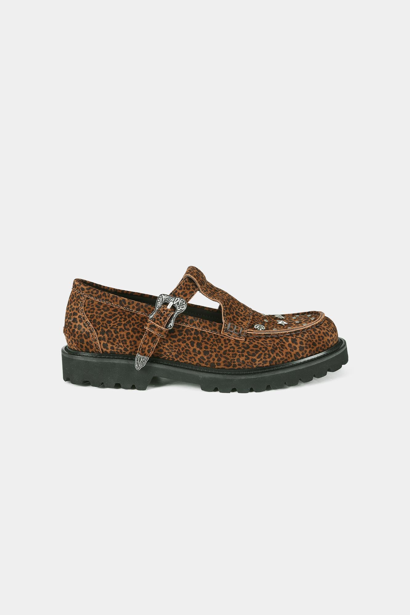 UNISEX WESTERN MARY JANE LOAFERS aaa465u(LEOPARD/BROWN)
