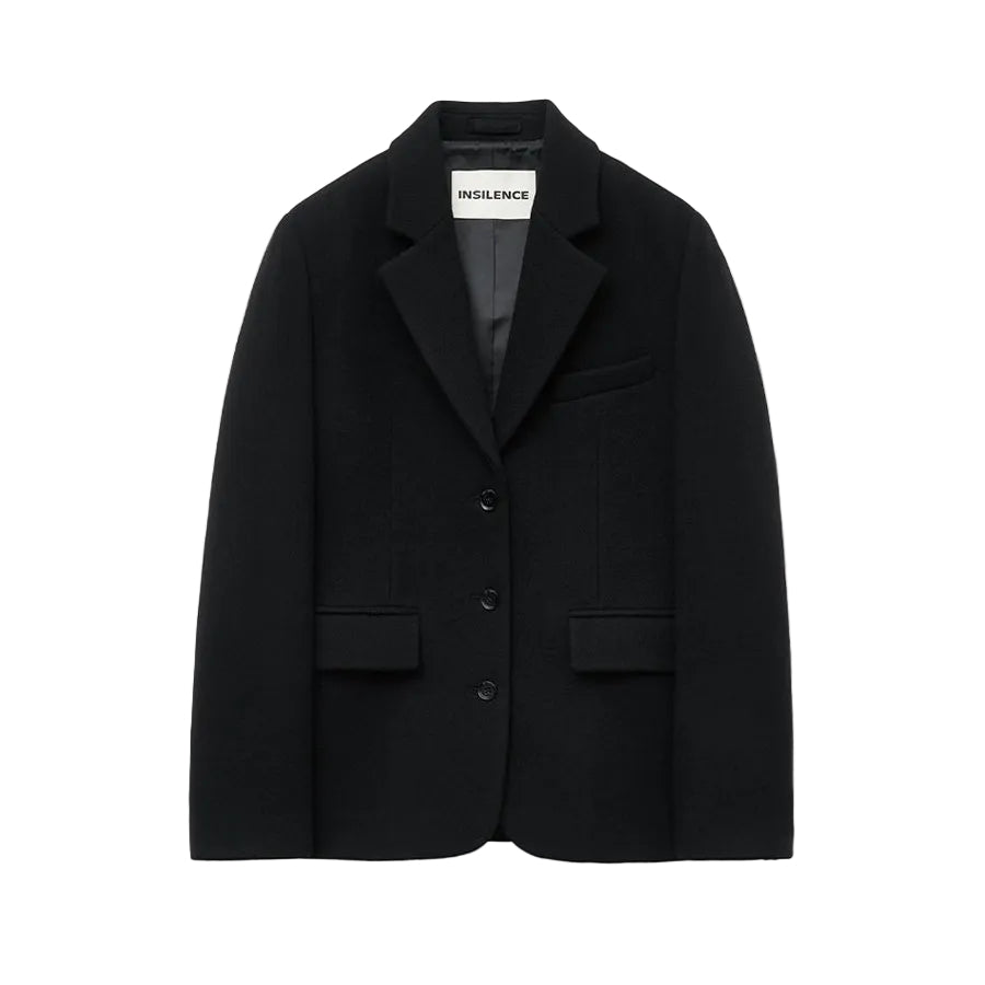 Wool Three-Button Blazer BLACK
