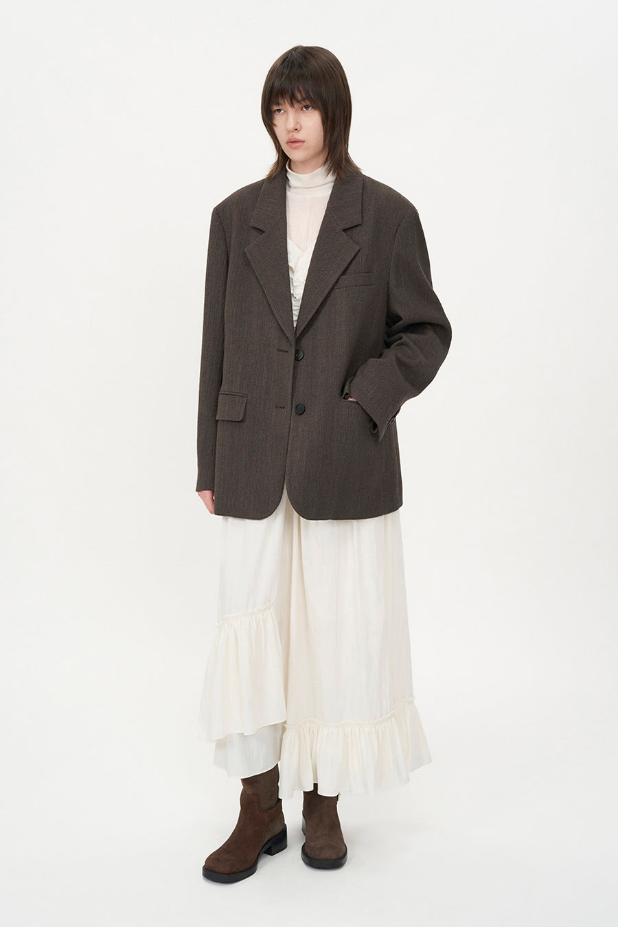Oversized Wool Blazer BROWN