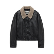 Detachable Fur Leather Blouson BLACK