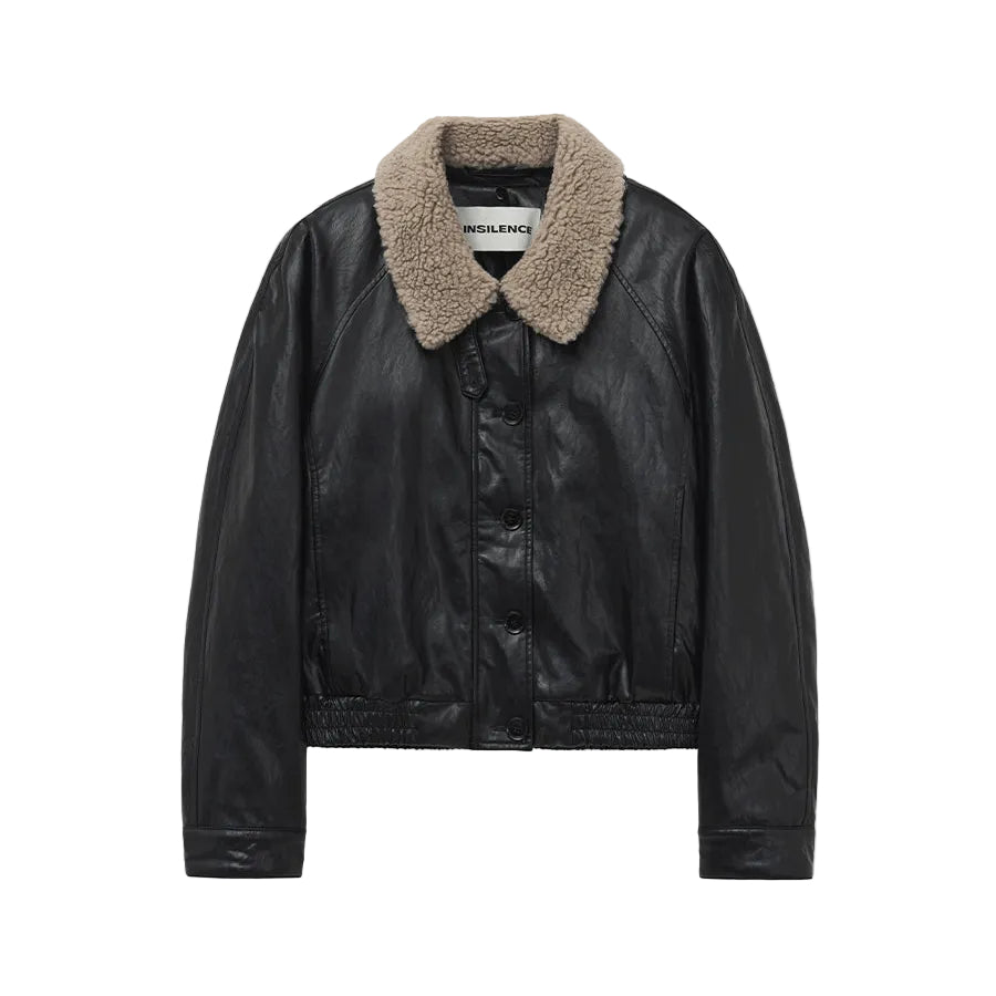 Detachable Fur Leather Blouson BLACK