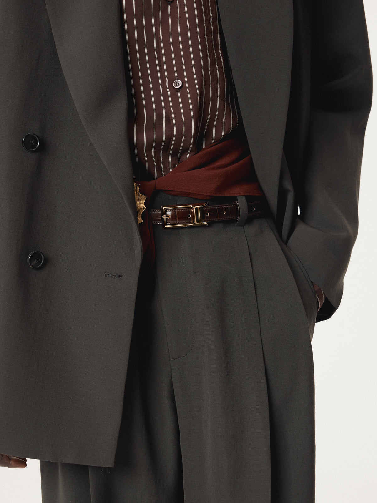 STYRENE DOUBLE BREASTED SUIT JACKET (CHARCOAL GREY)