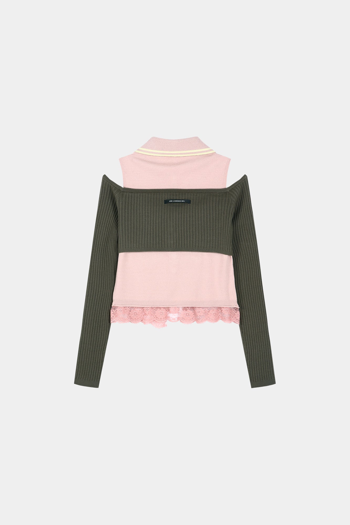 LAYERED OFF-SHOULDER COLLAR TOP atb1481w (KHAKI/PINK)