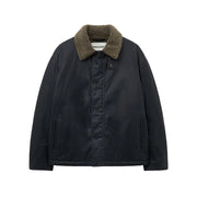 Waxed Cotton Shearling Deck Jacket BLACK