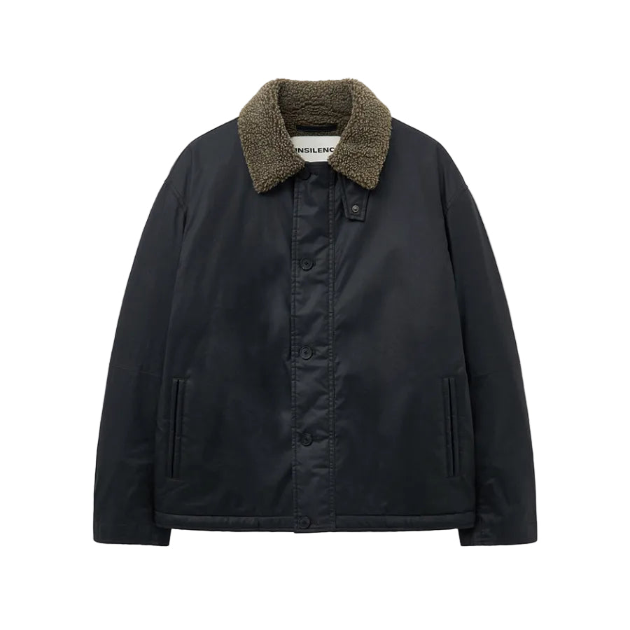 Waxed Cotton Shearling Deck Jacket BLACK