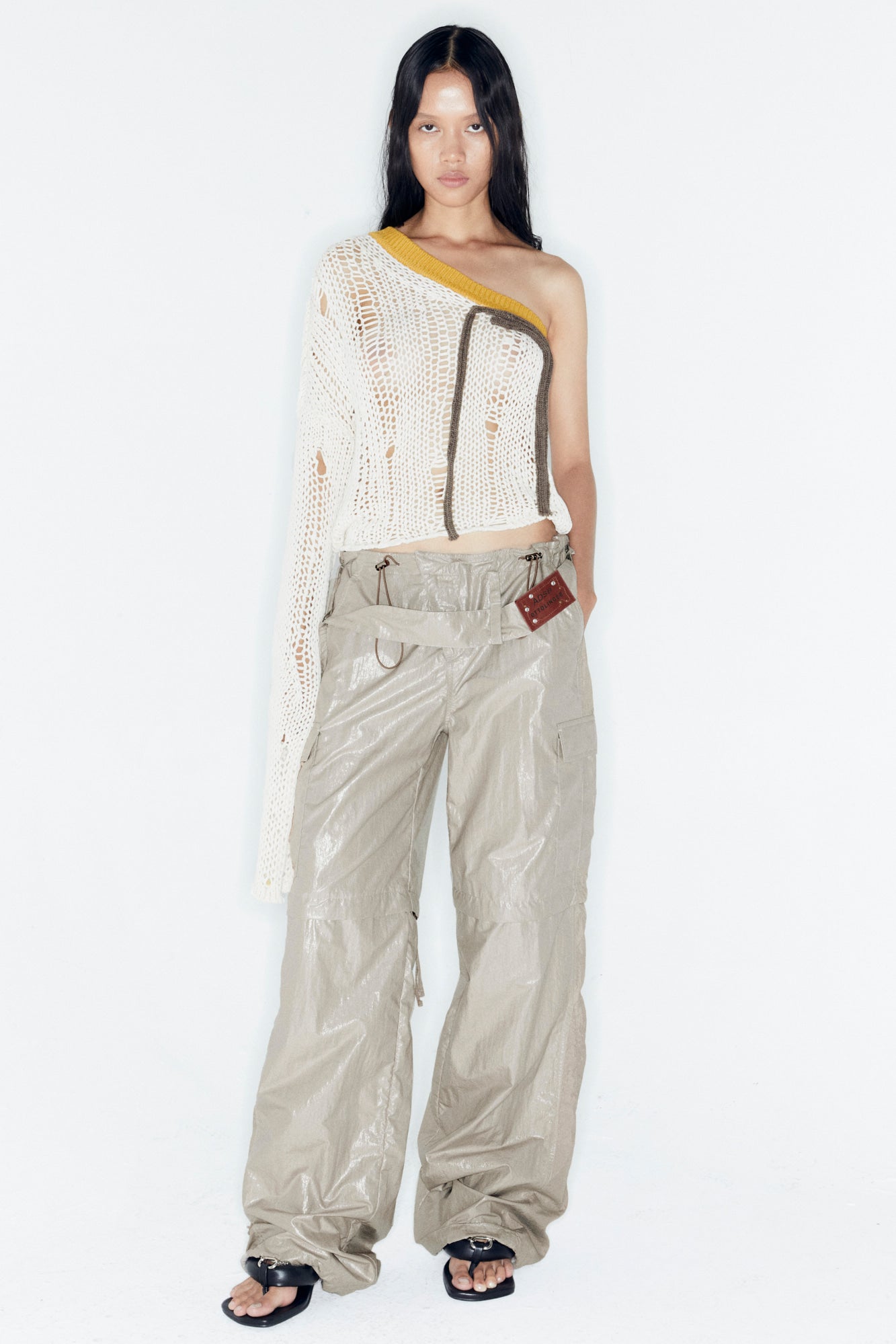 ADSB X OTTOLINGER ONE SHOULDER KNIT atb1214w (IVORY)
