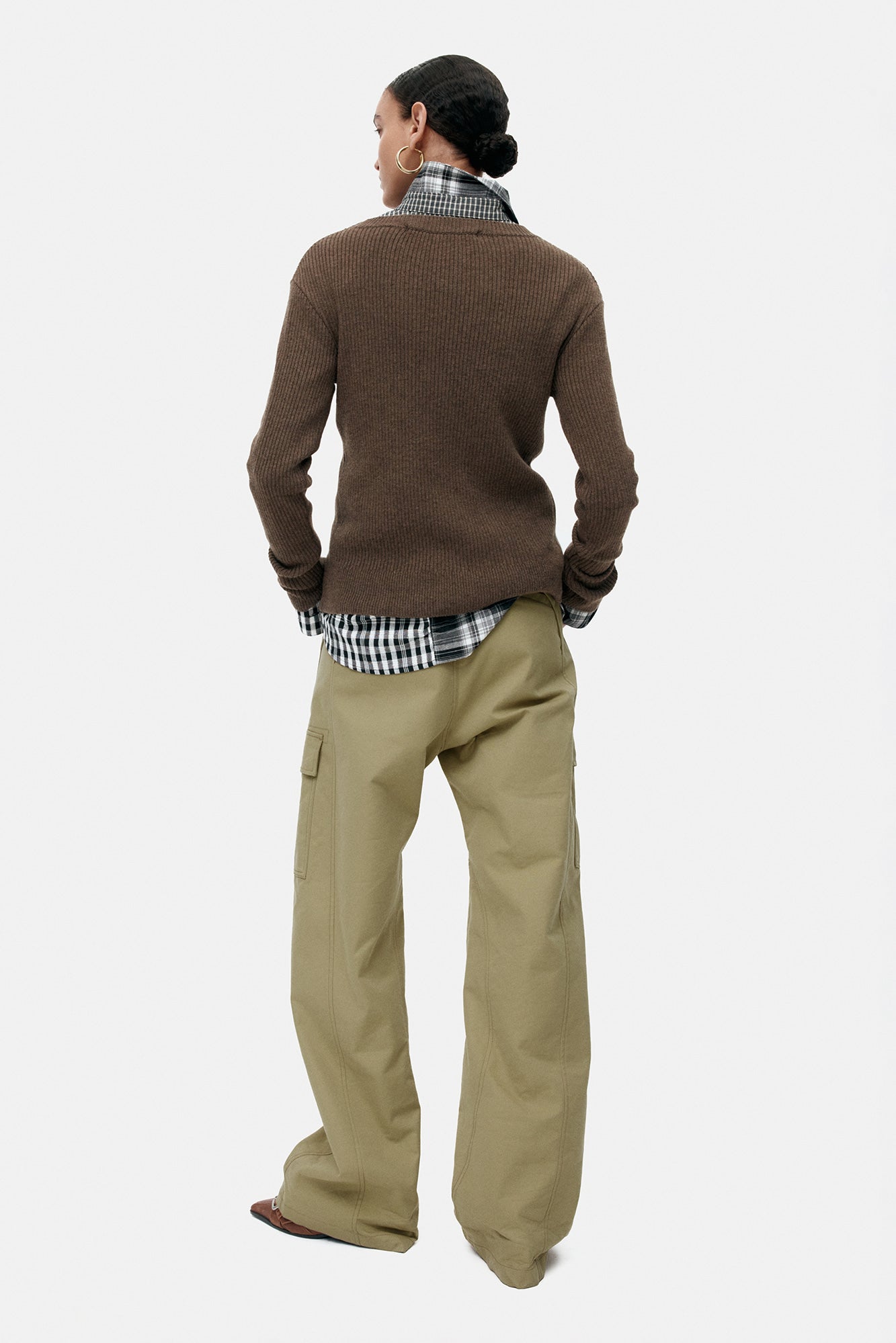 HAND STITCHED BASIC CARDIGAN atb1400w (BROWN)