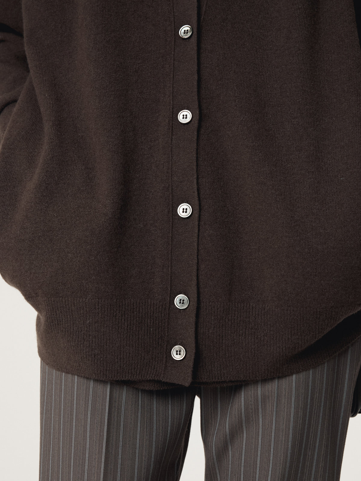 LAYERED CARDIGAN KNIT TOP (DARK CHOCOLATE)