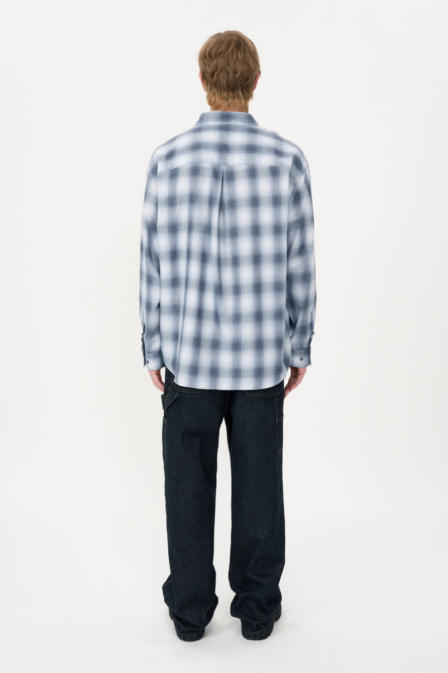 Oversized Check Shirt GREY BLUE