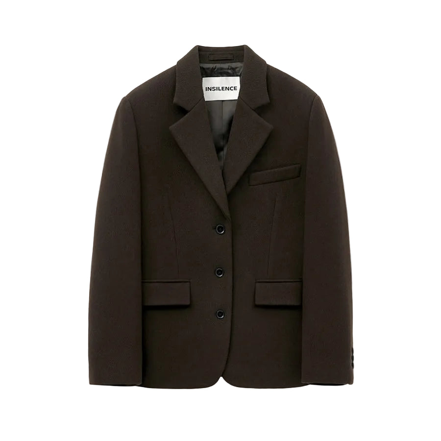 Wool Three-Button Blazer BROWN