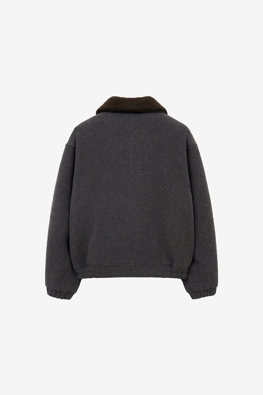Detachable Collar Cashmere Blouson GREY BROWN