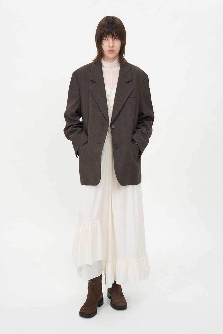 Oversized Wool Blazer BROWN