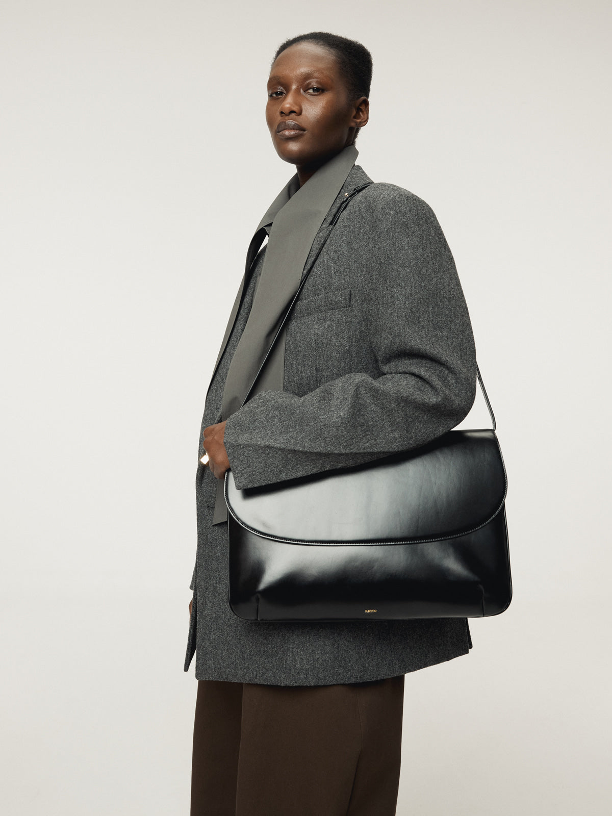 DOUBLE BREASTED TAILORED WOOL JACKET (CHARCOAL GREY)