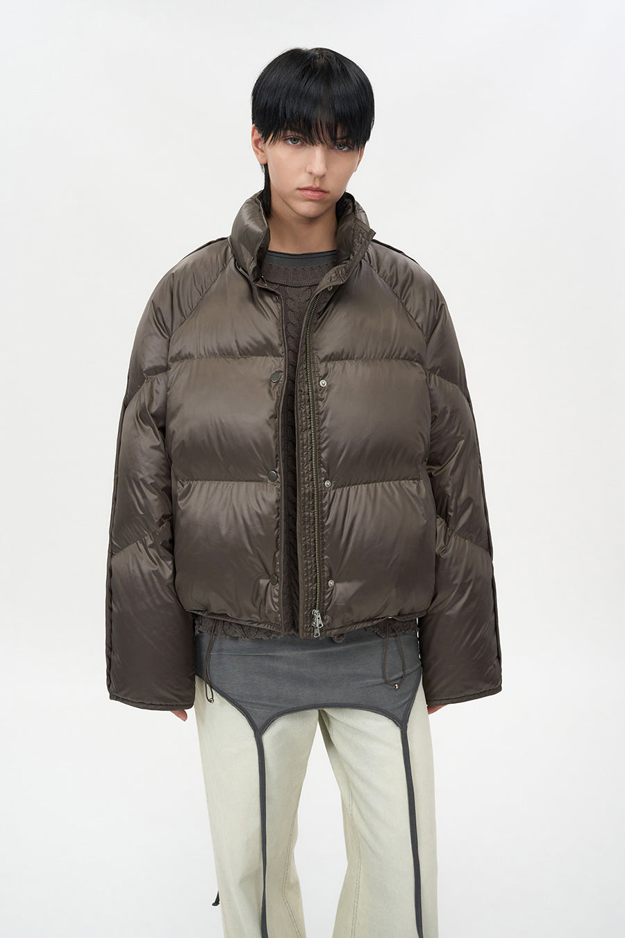 Glossy Goose Down Jacket BROWN