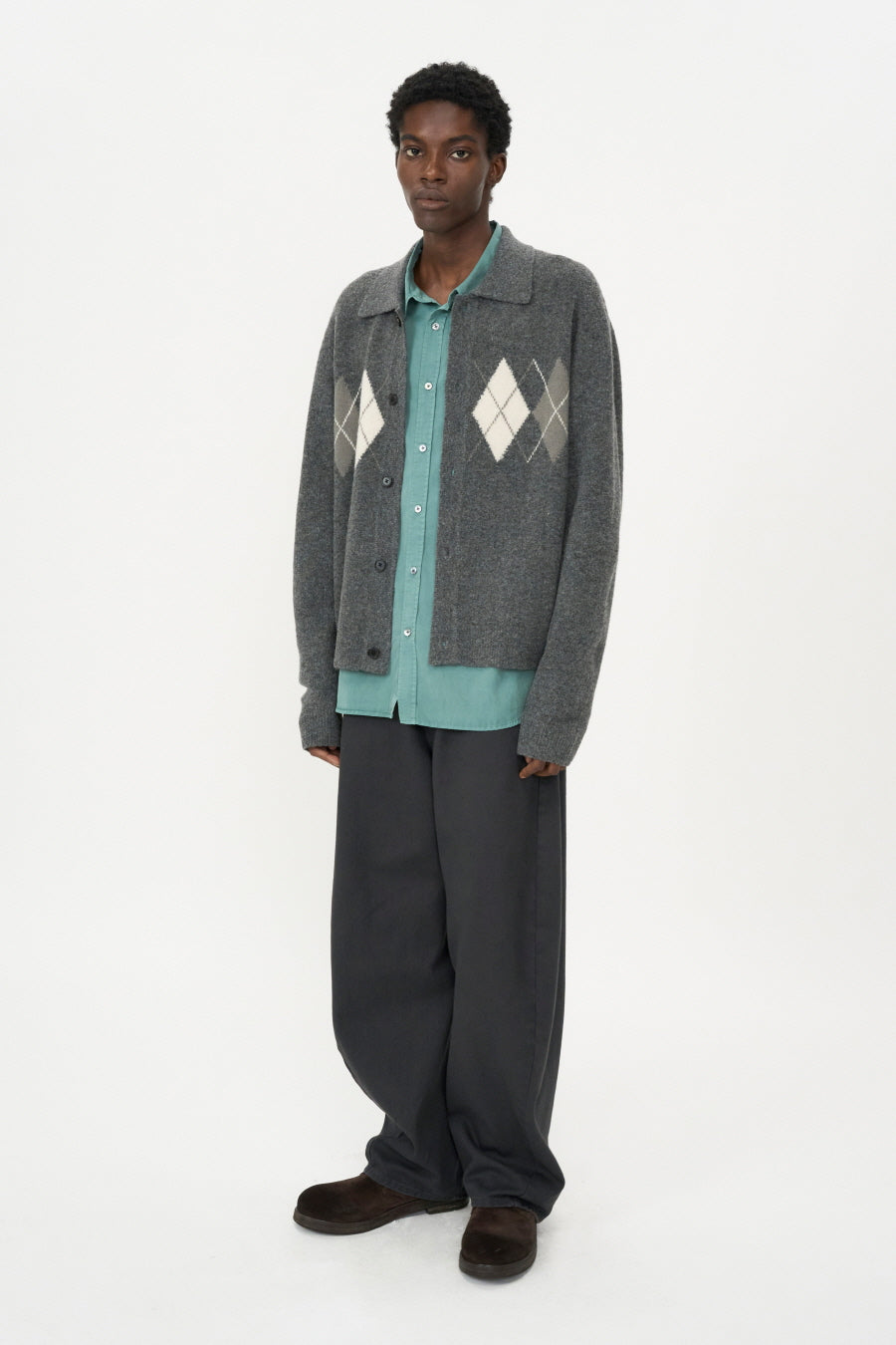 Curved Wide Jeans CHARCOAL