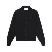 Red Heart Logo Collared Cardigan - Black