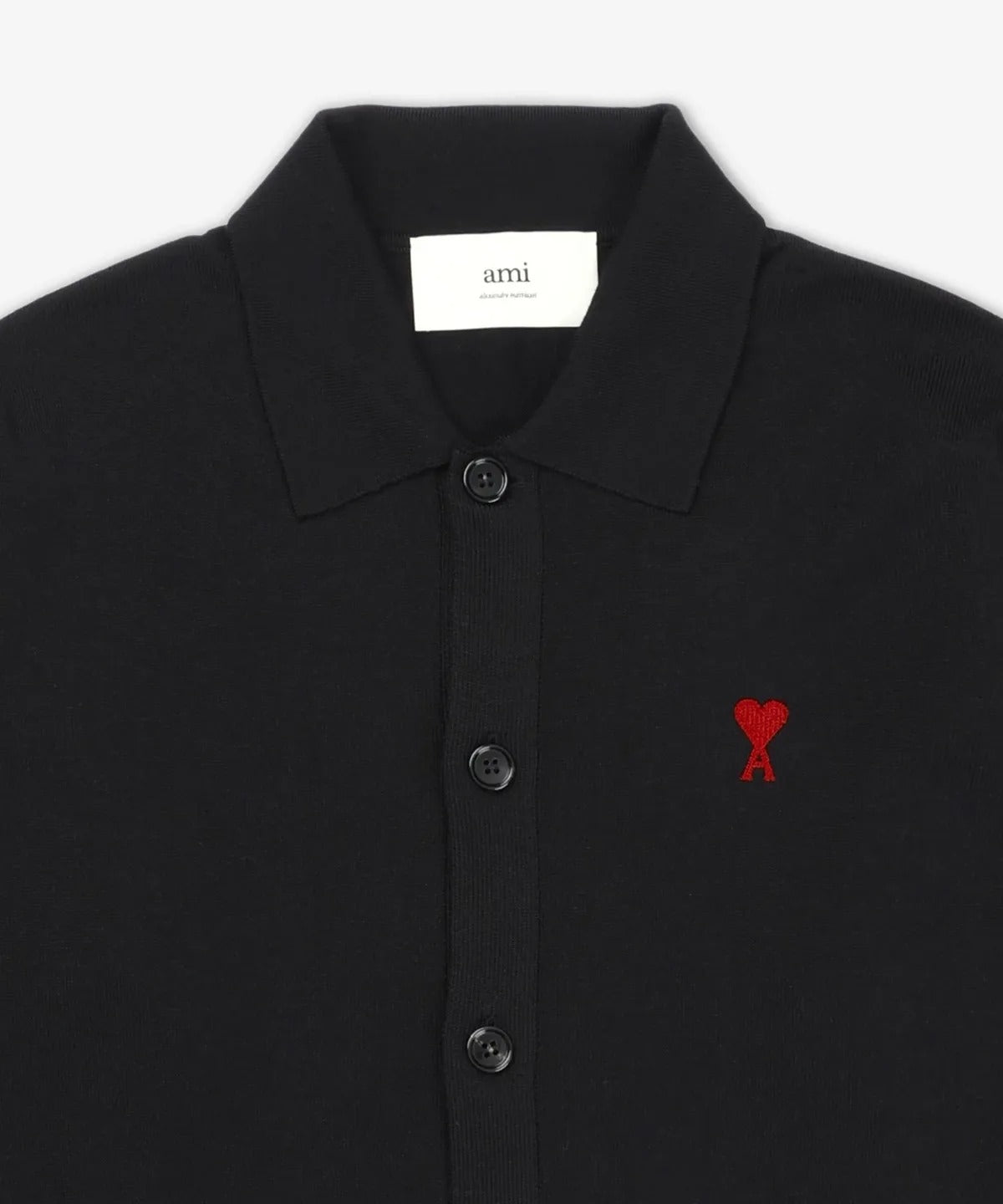 Red Heart Logo Collared Cardigan - Black