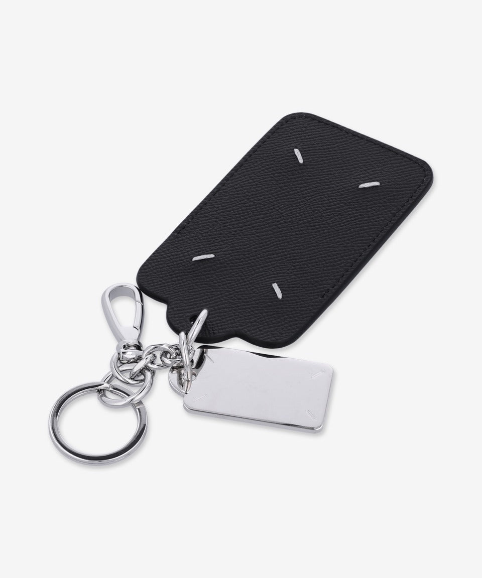 Logo Double Tag Keyring & Card Holder - Black